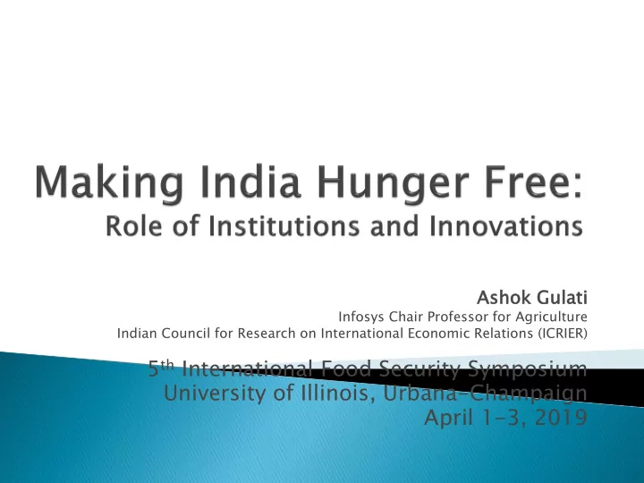 5 th international food security symposium university of