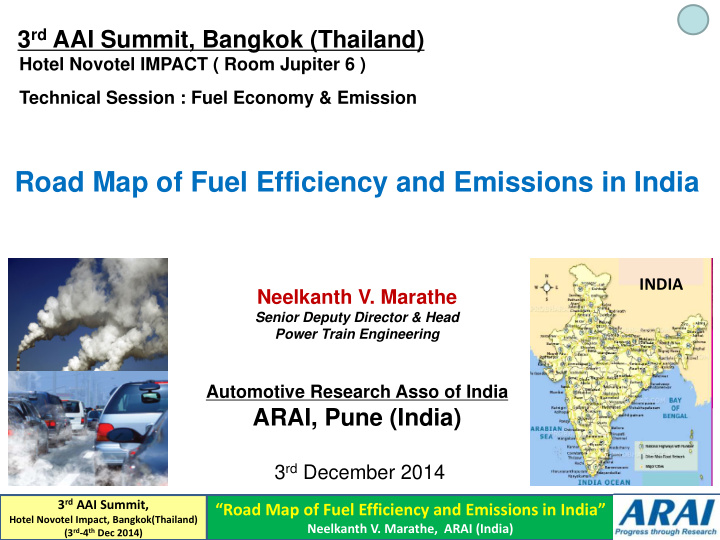 road map of fuel efficiency and emissions in india