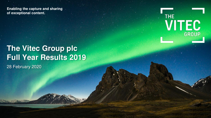 the vitec group plc full year results 2019