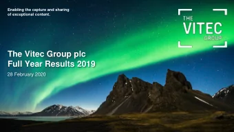The Vitec Group plc  Full Year Results 2019  28 February 2020  Important notice  Forward-looking
