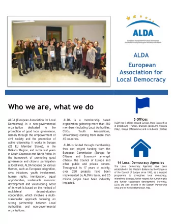 Who we are, what we do  5 Offices  ALDA (European Association for Local  ALDA  is a membership