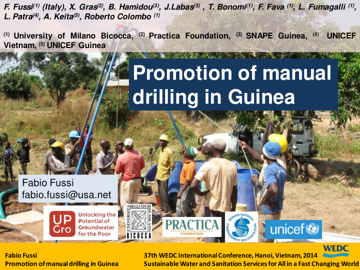 promotion of manual drilling in guinea