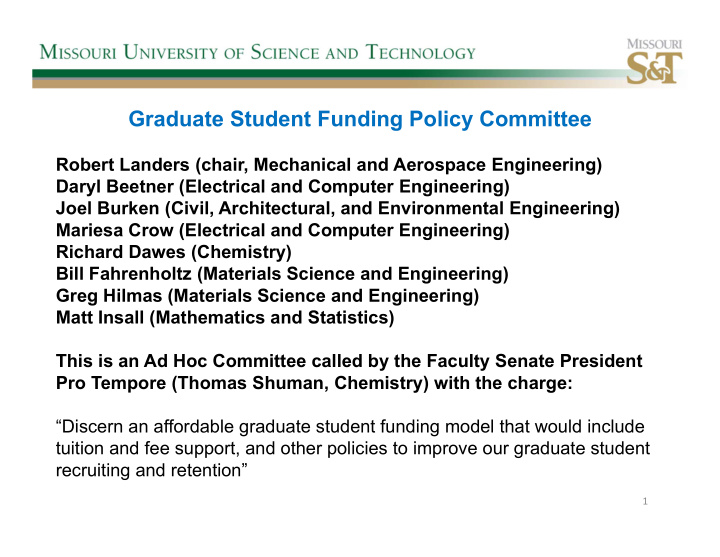 graduate student funding policy committee