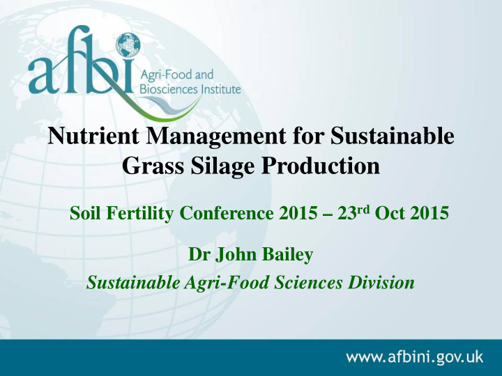 nutrient management for sustainable grass silage