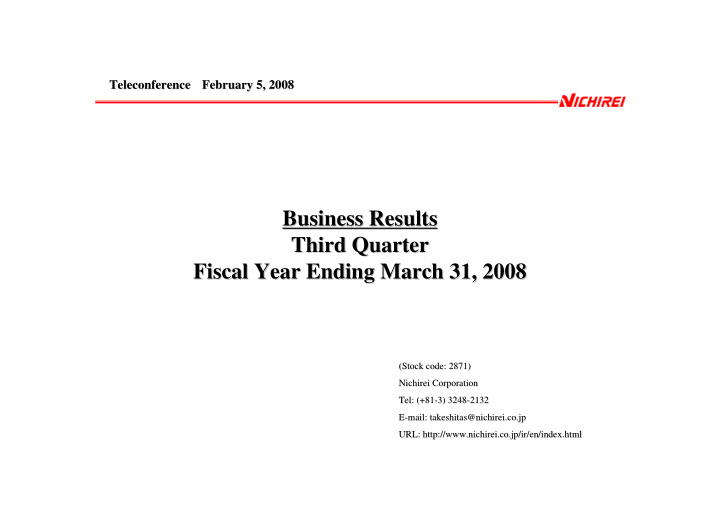 business results business results third quarter third