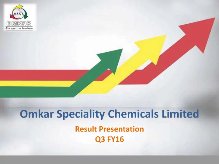 omkar speciality chemicals limited