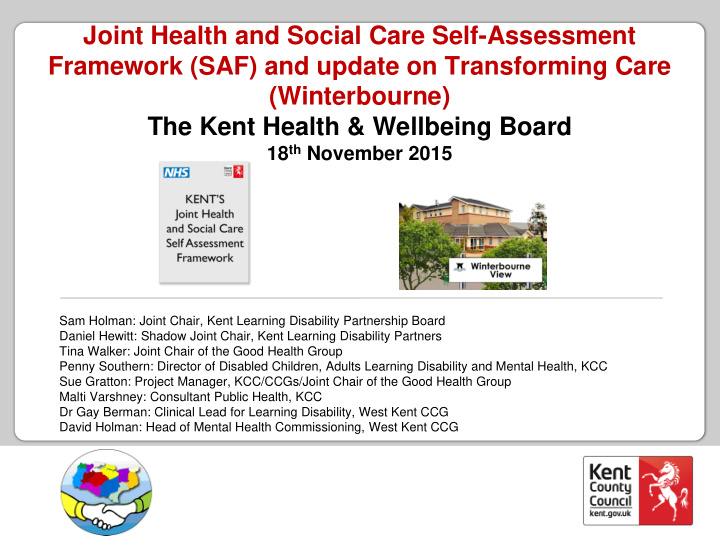 joint health and social care self assessment framework