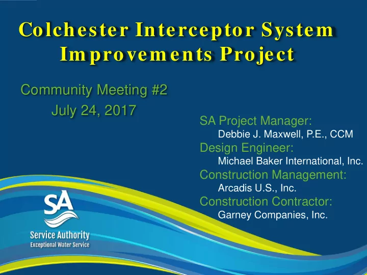 colchester interceptor system im provem ents project
