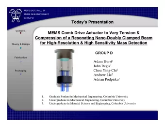 Today  s Presentation  Contents  MEMS Comb Drive Actuator to Vary Tension &amp;  Compression of