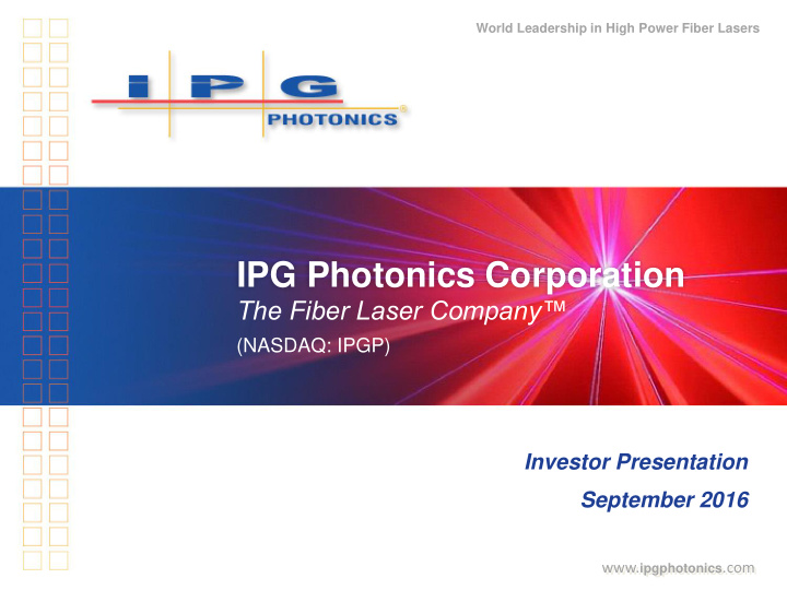 ipg photonics corporation