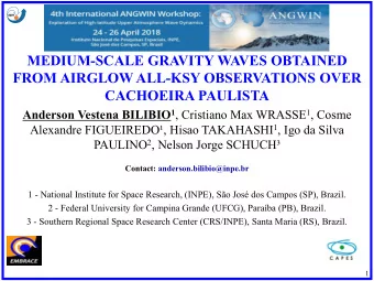 FROM AIRGLOW ALL-KSY OBSERVATIONS OVER  CACHOEIRA PAULISTA Anderson Vestena BILIBIO 1 , Cristiano