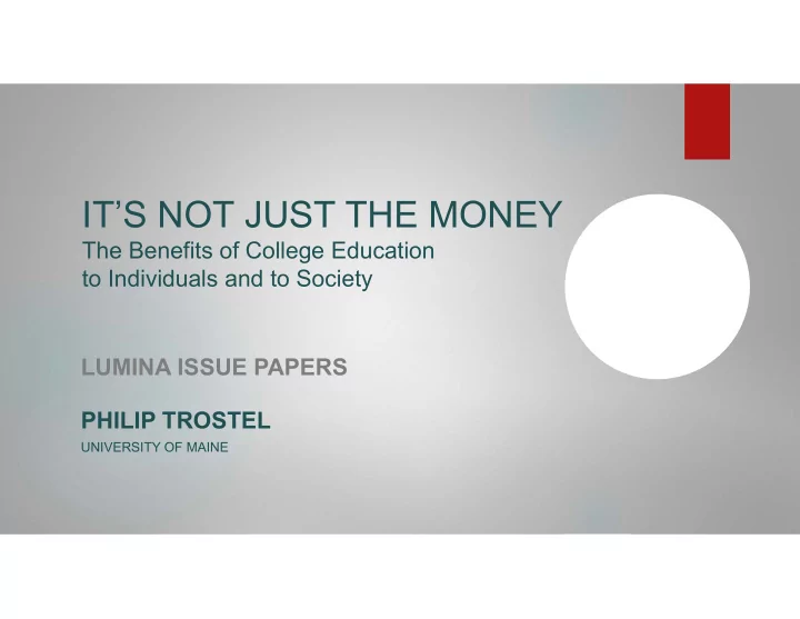 it s not just the money