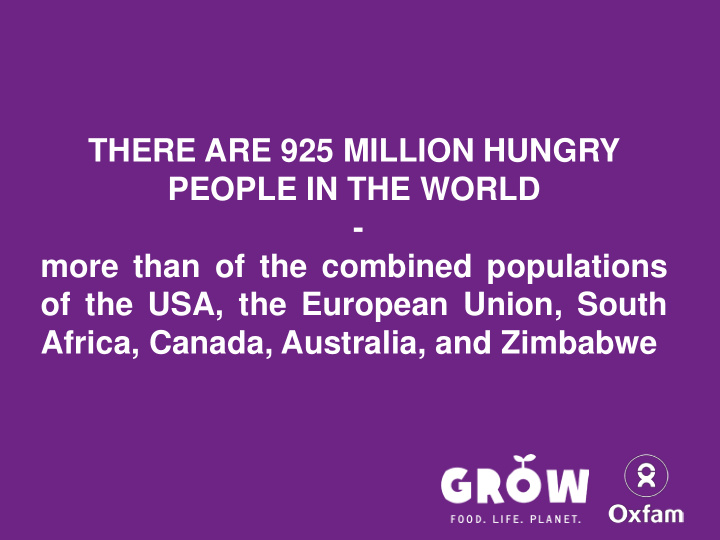 there are 925 million hungry people in the world more