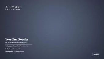 Year End Results For the year ended 31 January 2016  Cami milla Kenyon , Director &amp; Head of