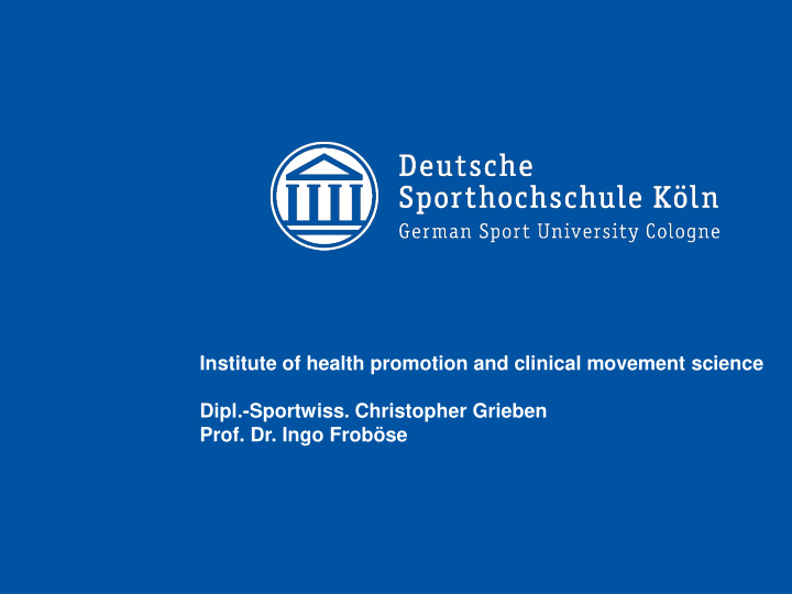 institute of health promotion and clinical movement