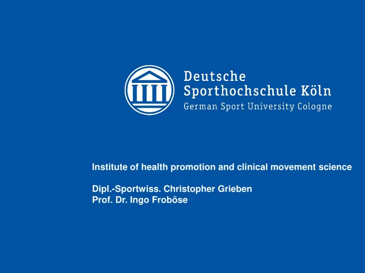 institute of health promotion and clinical movement