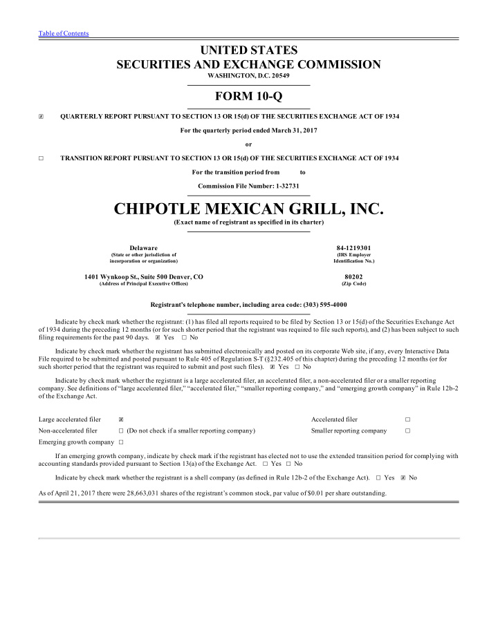 chipotle mexican grill inc
