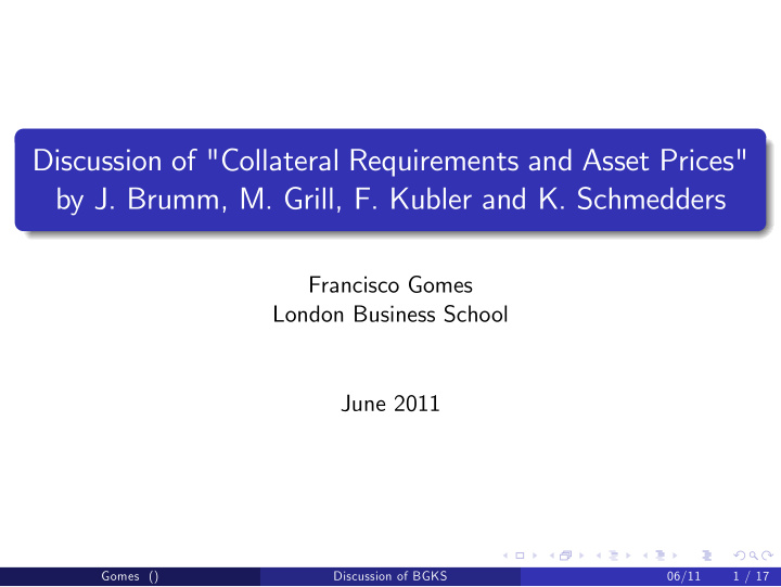discussion of collateral requirements and asset prices by