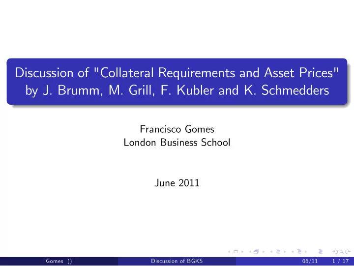 discussion of collateral requirements and asset prices by