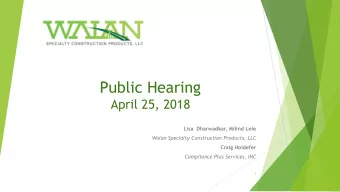Public Hearing  April 25, 2018  Lisa  Dharwadkar, Milind Lele  Walan Specialty Construction