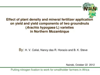 By: H. V. Colial, Nancy das R. Horacio and B. K. Steve  Nairobi, October 22  2012  Putting nitrogen