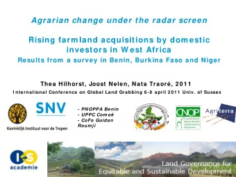 Agrarian change under the radar screen  Rising farm land acquisitions by dom estic  investors in W