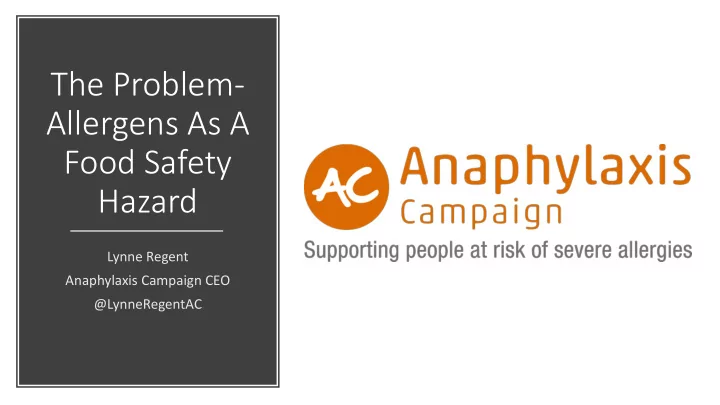 the problem allergens as a food safety hazard