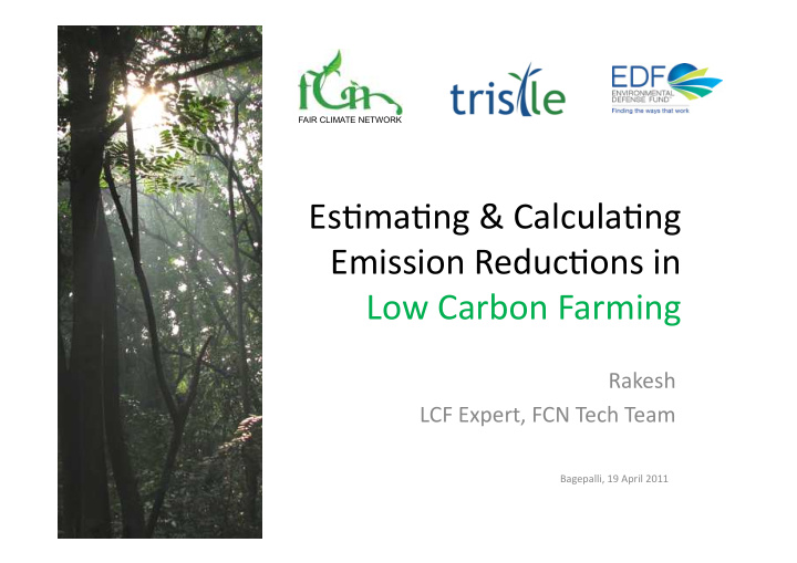 es ma ng calcula ng emission reduc ons in low carbon