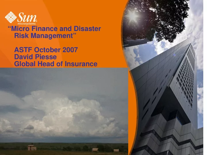 micro finance and disaster risk management astf october
