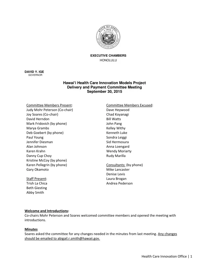 hawai i health care innovation models project delivery