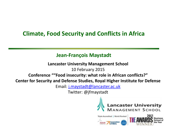 climate food security and conflicts in africa