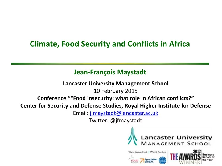 climate food security and conflicts in africa
