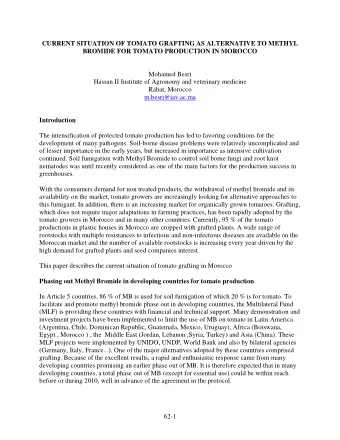 CURRENT SITUATION OF TOMATO GRAFTING AS ALTERNATIVE TO METHYL  BROMIDE FOR TOMATO PRODUCTION IN