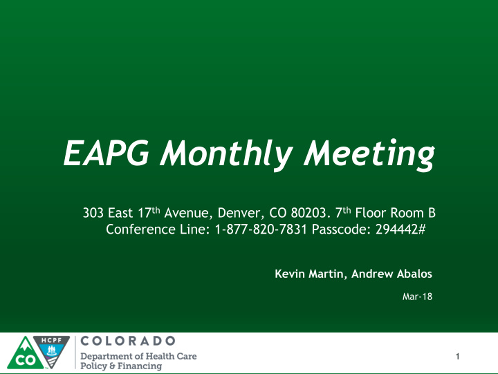eapg monthly meeting