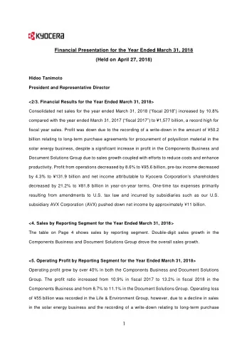 1  agreements for procurement of polysilicon material.  &lt;6. Summary of FY3/2018 Results&gt;