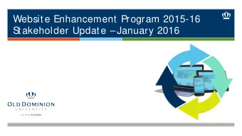 Website Enhancement Program 2015-16  S  takeholder Update  January 2016    Welcome