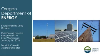Department of  ENERGY  Energy Facility Siting  Division  Rulemaking Process  Presentation to  EFSC