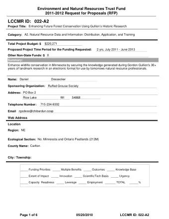 LCCMR ID: 022-A2  Project Title:  Enhancing Future Forest Conservation Using Gullions Historic