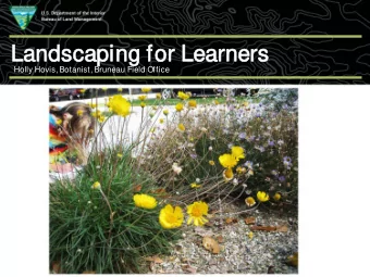 Lands  ndscapi  ping f  ng for  or L  Learne  ners  Holly Hovis, Botanist, Bruneau Field Office