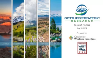 Research Findings  July 18, 2018  Prepared for:  ARIZONA  COLORADO  MONTANA  NEW MEXICO  NEVADA  A