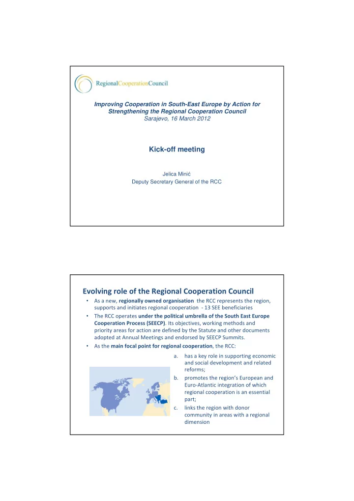 evolving role of the regional cooperation council