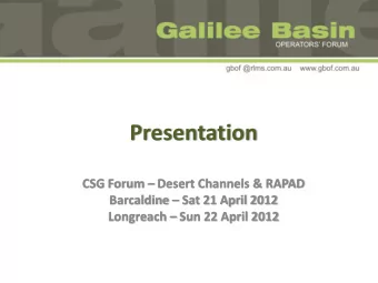 CSG Forum  Desert Channels &amp; RAPAD Barcaldine  Sat 21 April 2012 Longreach  Sun 22