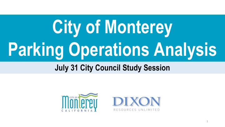 city of monterey parking operations analysis