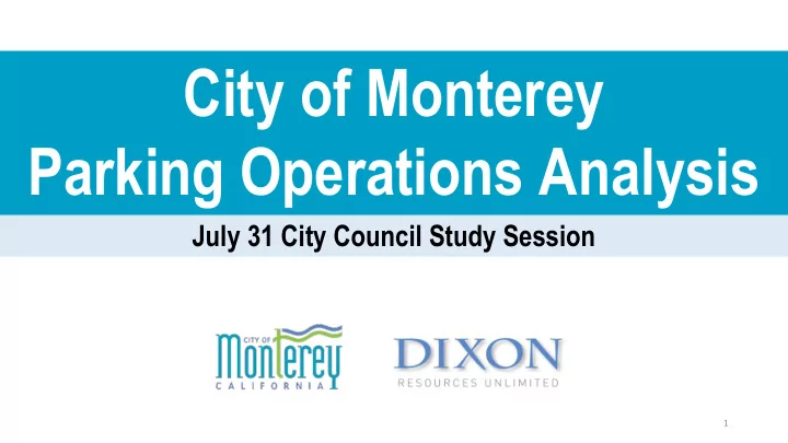 city of monterey parking operations analysis