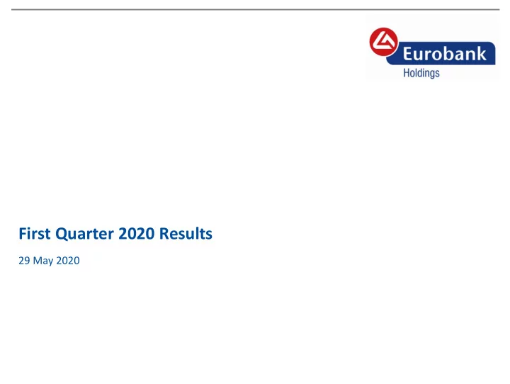 first quarter 2020 results