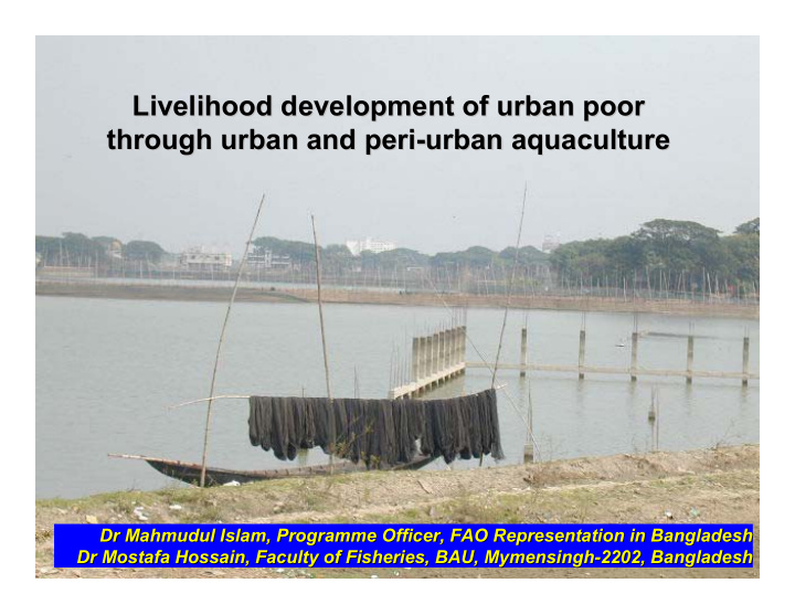 livelihood development of urban poor livelihood