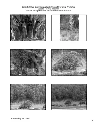 CONFRONTING  THE GIANT  Confronting the Giant  1  Control of Blue Gum Eucalyptus in Coastal