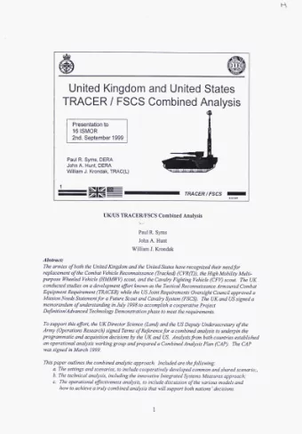 I zyxwvutsrqponmlkjihgfedcbaZYXWVUTSRQPONMLKJIHGFEDCBA TRACER / FSCS Combined Analysis