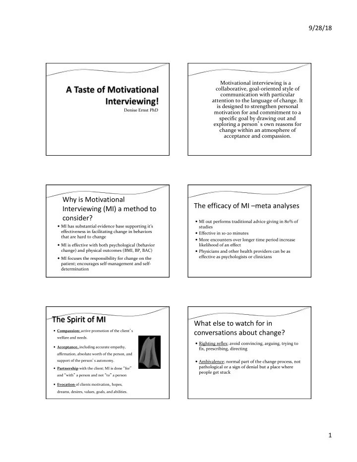 why is motivational the efficacy of mi meta analyses