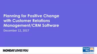 Management/CRM Software  December 12, 2017  Why are we taking this on?  Cant measure what  you